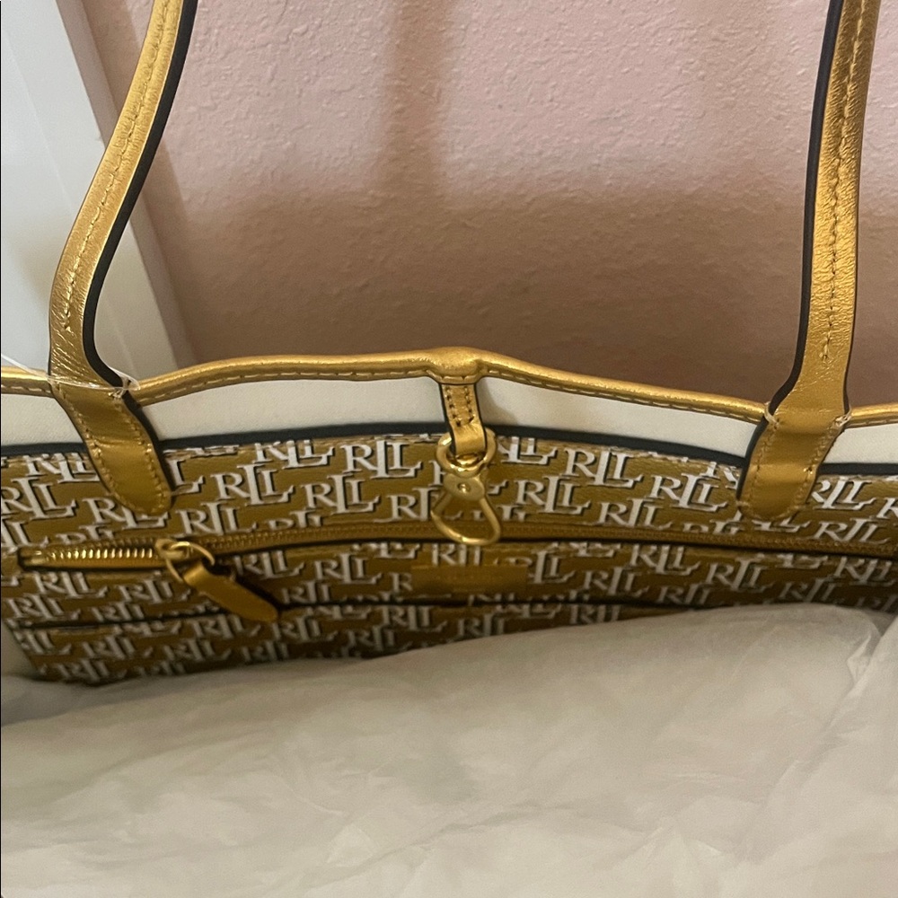 Ralph Lauren Gold and Cream Tote - Picture 2 of 6